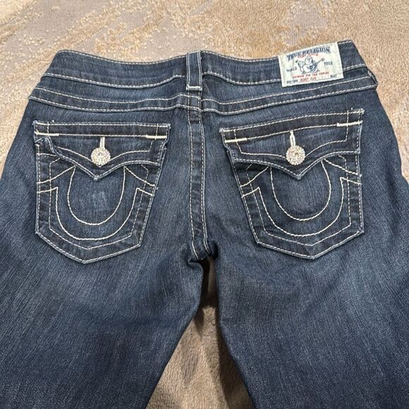 True religion boot cut jeans flap pocket bling buttons size 29 dark wash In EUC - Picture 6 of 11